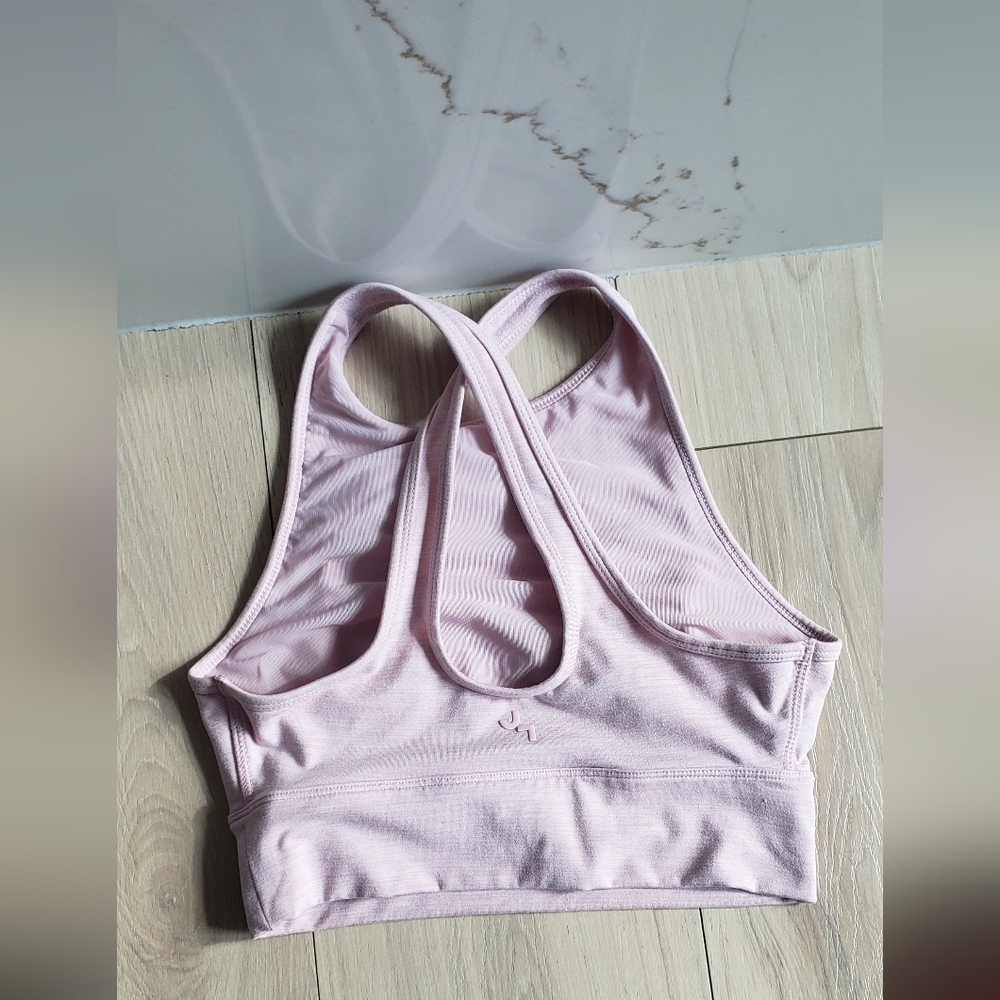 JoyLab Sports Bra Womens XS Light Pink Compression Longline Racerback High Neck